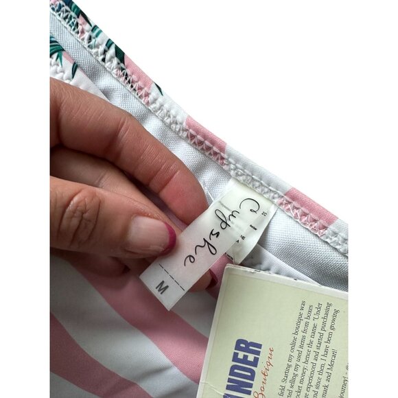 CUPSHE Striped Floral Bikini Set Sz M NEW - Picture 5 of 7